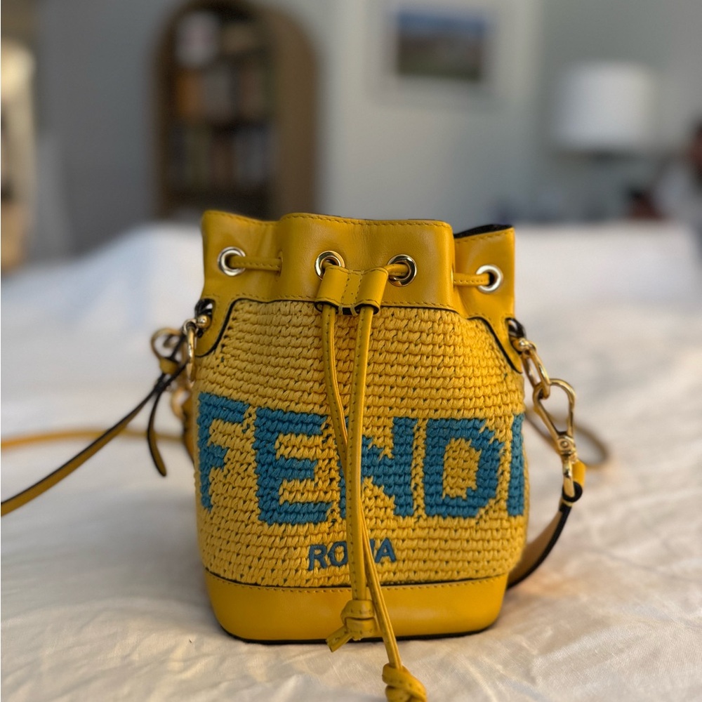 Fendi Yellow and Blue Mini Bucket Bag